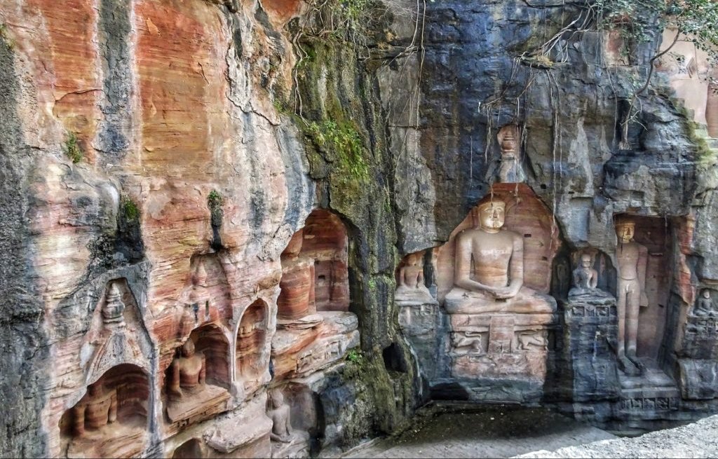 Siddhachal Caves are Jain cave monuments and statues carved into the rock face inside the Urvashi valley of the Gwalior Fort, Madhya Pradesh.

They were built over time starting in the 7th-century, but most are dated to the 15th-century CE.