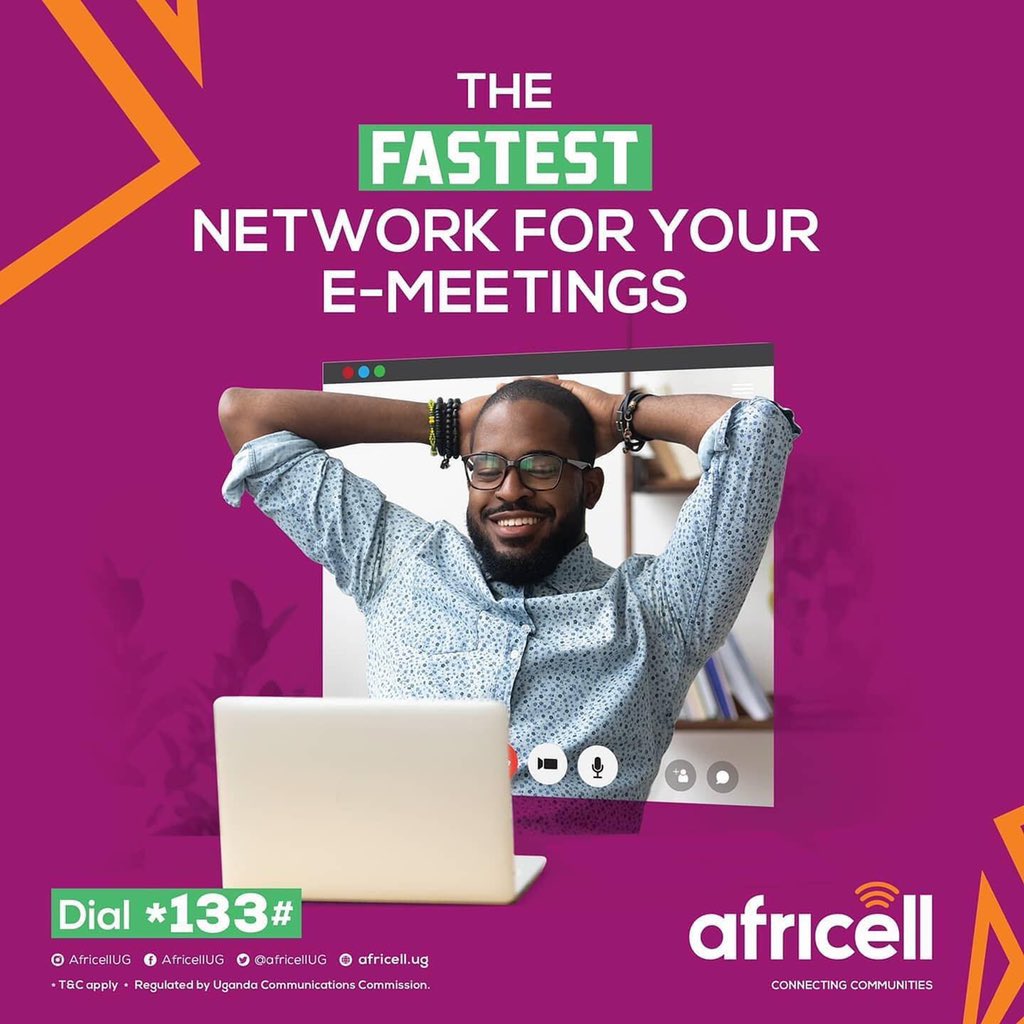 Do you have e-meetings in the pipeline? #AfricellUG gives you the fastest network for you to attend smoothly. Dial *133# to activate a bundle that suits you. #ConnectingCommunities