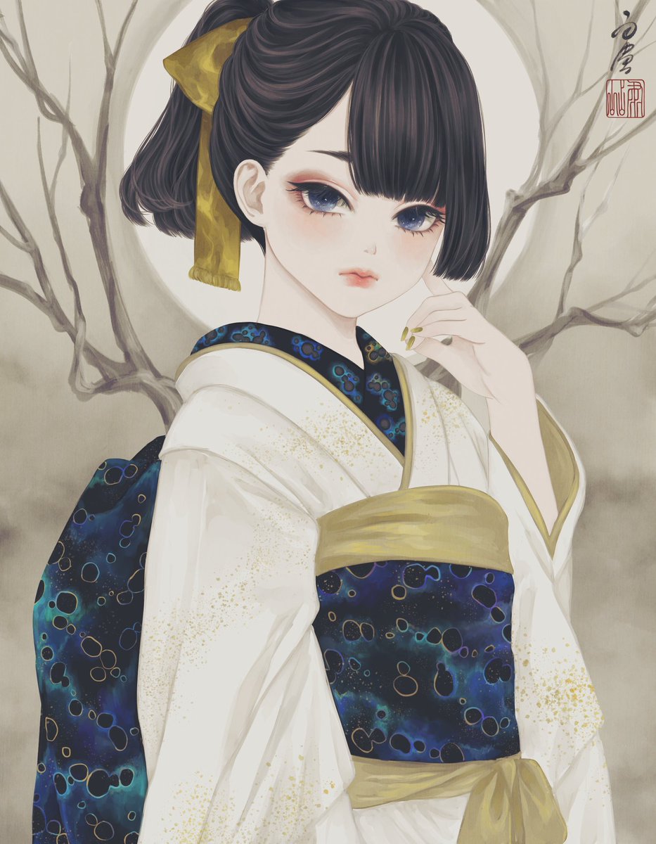 sash obiage solo kimono obi 1girl japanese clothes  illustration images