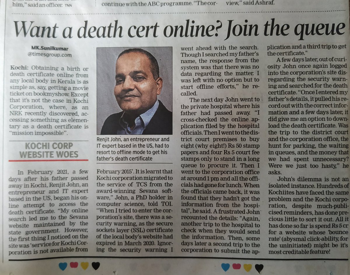 ganeshekm's tweet photo. What a shame, Kochi? The IT Capital, Financial Capital &amp; Commercial Capital, for any certificate from the Kochi Corporation, people will have stand in long lines, while for any other Panchayat  Municipality like Aluva or even any other Corporation  you can get it online! (1/2) https://t.co/zXs6yMVkdK