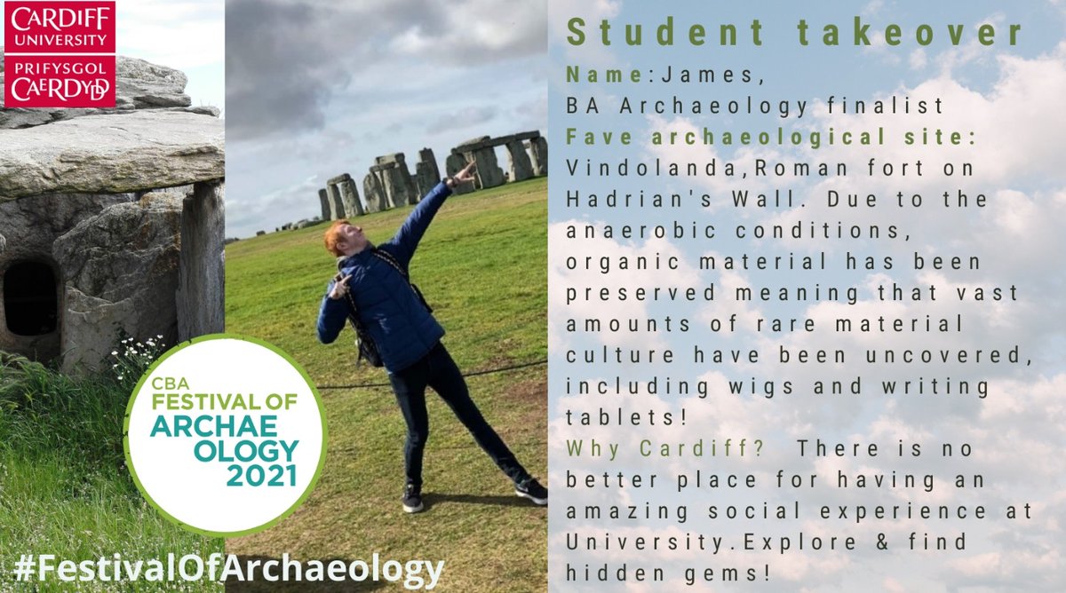 iamcardiffuni's tweet photo. Hi guys, we're James and Sophie, we're doing a student takeover of this account today to celebrate #FestivalofArchaeology! Throughout the day you'll have an  insight into the life of an archaeology student at #cardiffuni! @archaeologyuk https://t.co/y7seqiqJTv
