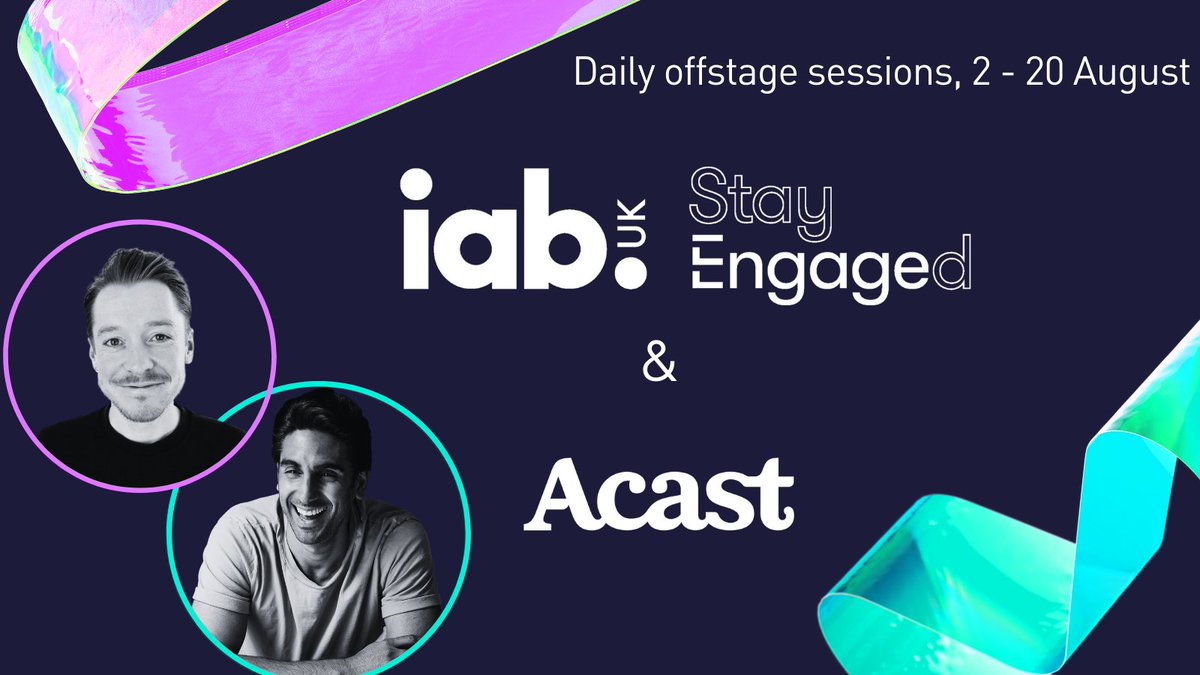 IAB UK (@iabuk) on Twitter photo .<a href="/JackPressedOn/">Jack Preston</a>, Director of Acast Creative, UK & US & <a href="/doctors_kitchen/">Dr Rupy Aujla</a> take the 🎙️ for #IABStayEngaged
This session will dive into bringing products to life via audio, plus working with podcast influencers & the creative opportunities available 🔥
🎟️iabuk.com/stay-engaged .<a href="/JackPressedOn/">Jack Preston</a>, Director of Acast Creative, UK & US & <a href="/doctors_kitchen/">Dr Rupy Aujla</a> take the 🎙️ for #IABStayEngaged
This session will dive into bringing products to life via audio, plus working with podcast influencers & the creative opportunities available 🔥
🎟️iabuk.com/stay-engaged