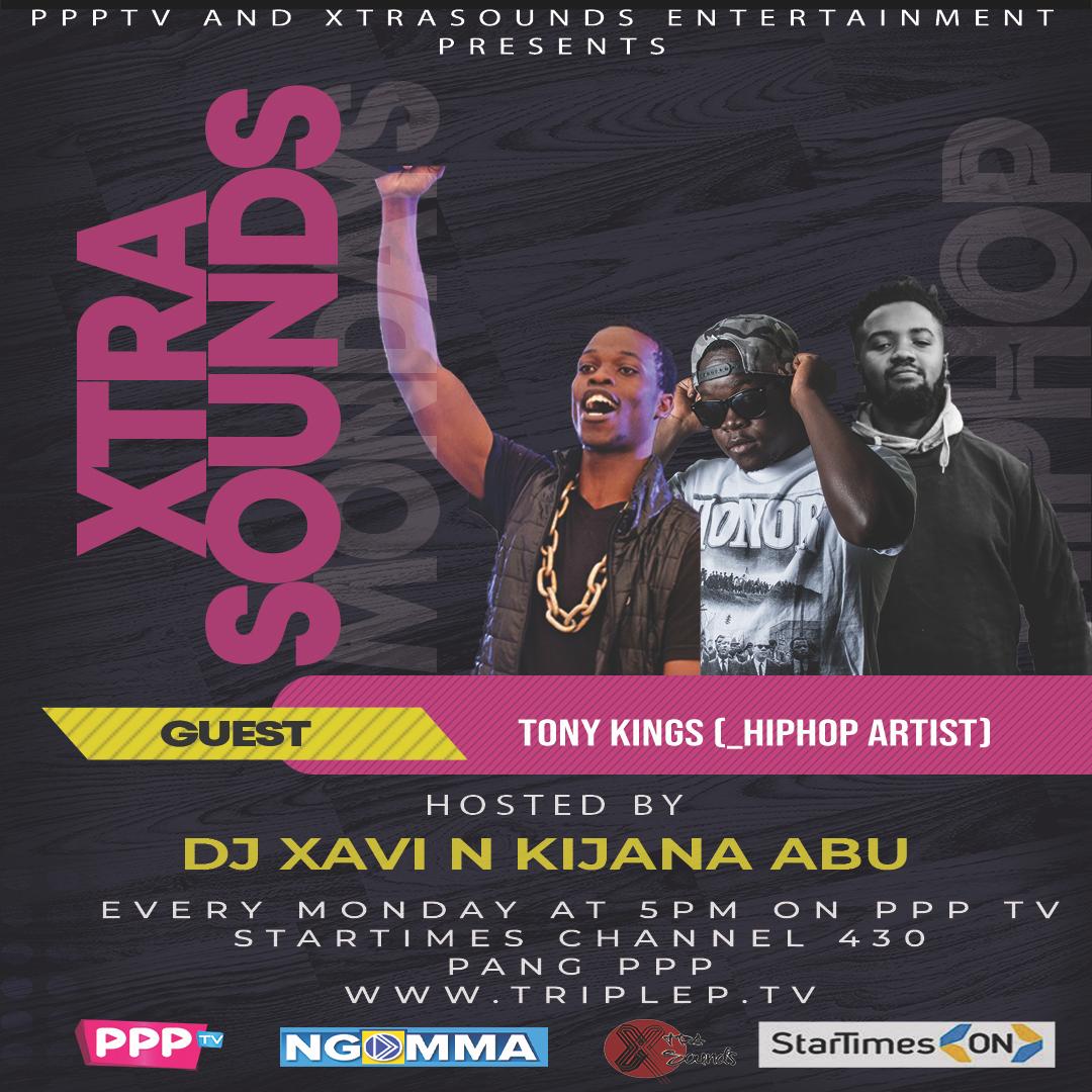 SoundsXtra's tweet photo. This week on XtraSounds Mondays on @ppp_tv .
We have Tony Kings in studio with the crew @xaviotieno n @AbuMawia .
Today from 5pm tune in!
Directed by @Dj_Ganton n @Kooperbeast
#xtrasoundsmondays #xtrasounds #djxavi #kijanaabu https://t.co/LDfuEdvrWq
