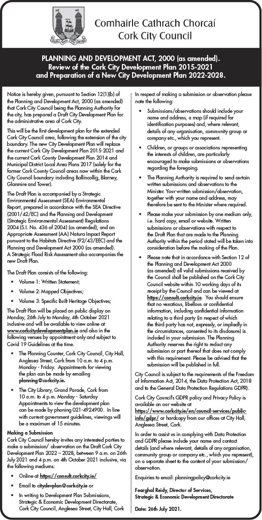 sendboyle's tweet photo. Public consultation on the Cork City Development Plan (2022-2028) begins today. The general thrust of the plan is good but there are many areas where it can and should be improved. Make your submission to help make Cork a better city. https://t.co/zxFs6Dm3Bg