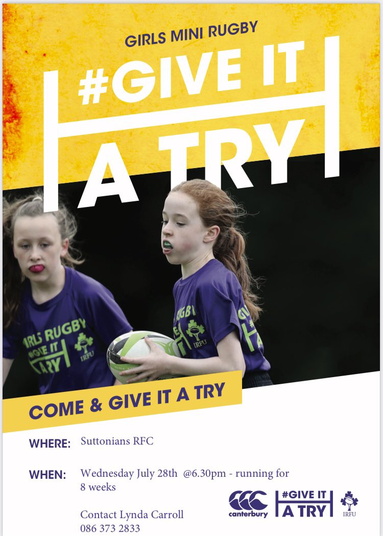 SuttoniansRFC's tweet photo. 🚨3 days to go 🚨
Girls Give It A Try
No experience needed & welcoming all girls aged 8 upwards.
📍@SuttoniansRFC
🗓 Wednesday 28th July
⌚️18:30hrs
🏃♀️ 8 weeks
Contact Lynda Carroll to register & any more information 👇👇
#CCCGIAT #GIAT2021 https://t.co/7N1GegukHJ