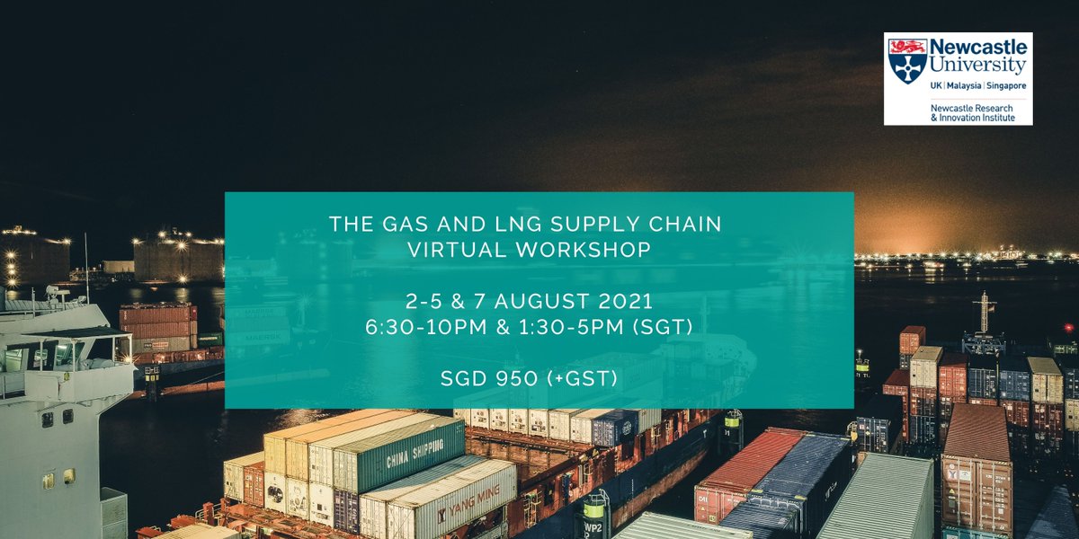 NewRIIS (@nclinsg) on Twitter photo Join us for our Gas and LNG Supply Chain workshop next week!
📅 2-5 August 2021 
🕕 6:30 -10 pm (SGT) 
📅 7 August 2021 
🕐 1:30 - 5 pm (SGT)
Participation fee: SGD 950 (+GST) with 20% discount for alumni
Learn more: 
buff.ly/3y573fJ Join us for our Gas and LNG Supply Chain workshop next week!
📅 2-5 August 2021 
🕕 6:30 -10 pm (SGT) 
📅 7 August 2021 
🕐 1:30 - 5 pm (SGT)
Participation fee: SGD 950 (+GST) with 20% discount for alumni
Learn more: 
buff.ly/3y573fJ