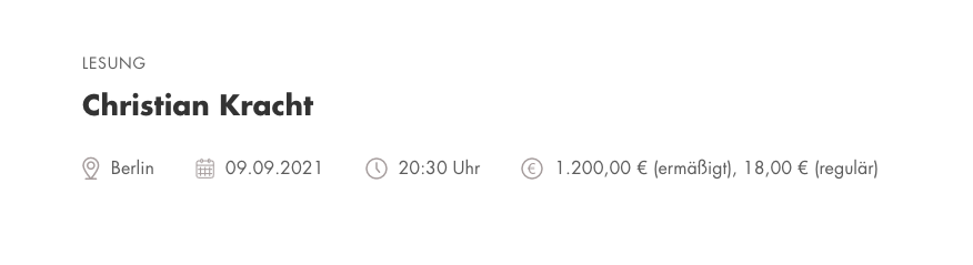 Kultur hat ihren Preis. Bin trotzdem etwas konsterniert!