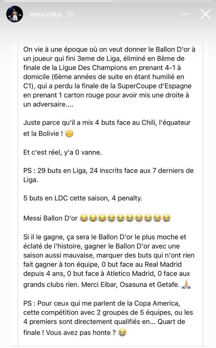 Le Boxeur Tony Yoka détruit Lionel Messi