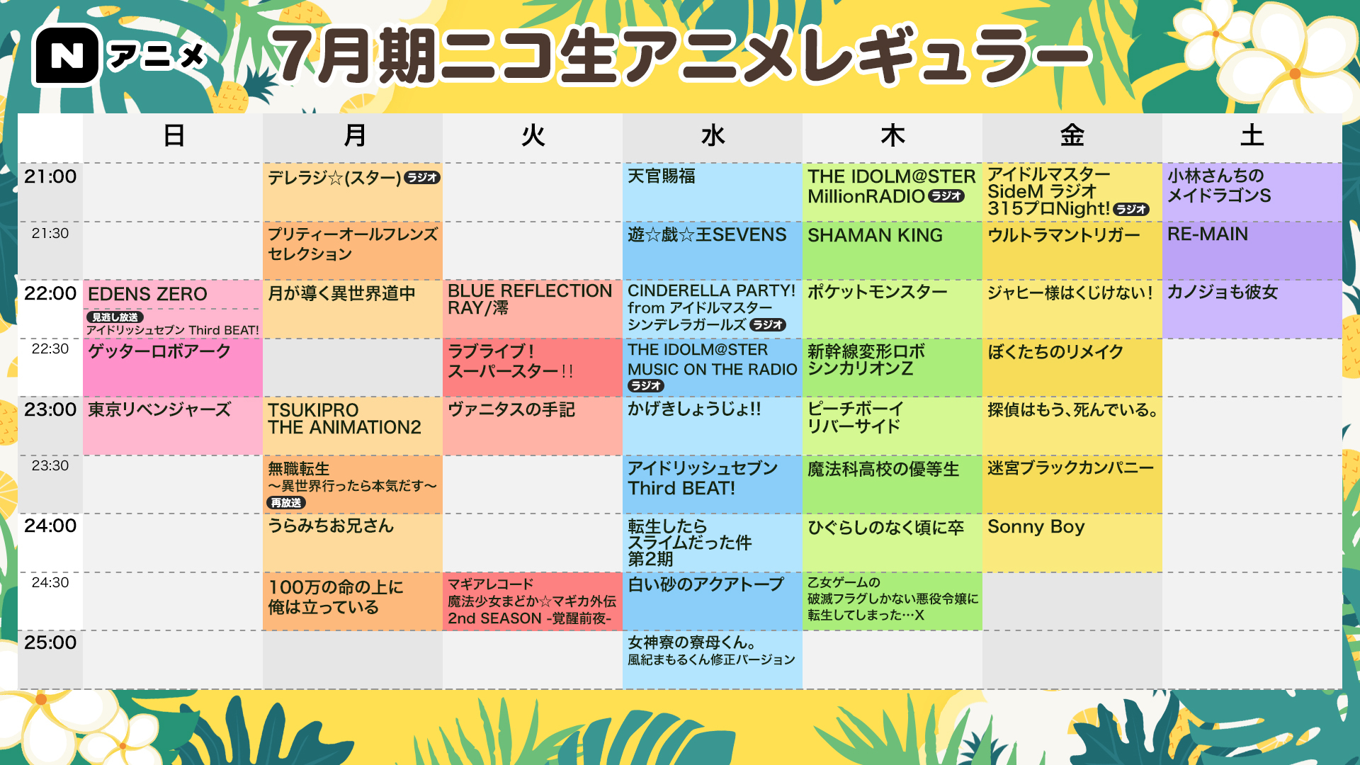 Twitter 上的 Nアニメ ニコニコアニメ公式 配信情報や も 21夏アニメ ニコニコ生放送スケジュールを更新しました 8月追加作品 火曜24 30 マギレコ 2nd Season 金曜22 00 ジャヒー様はくじけない アニメ生放送ページ一覧はこちら T