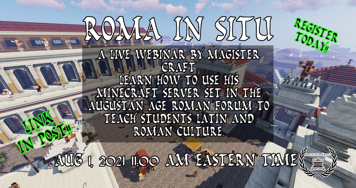 Here is the link to register: wsfcs-k12-nc-us.zoom.us/meeting/regist…

N.B. - While we will be talking on Zoom, we all need to be on my Minecraft server. if you have not already installed Minecraft and the necessary mods, please visit magistercraft.com/virtual-forum 

See you soon!