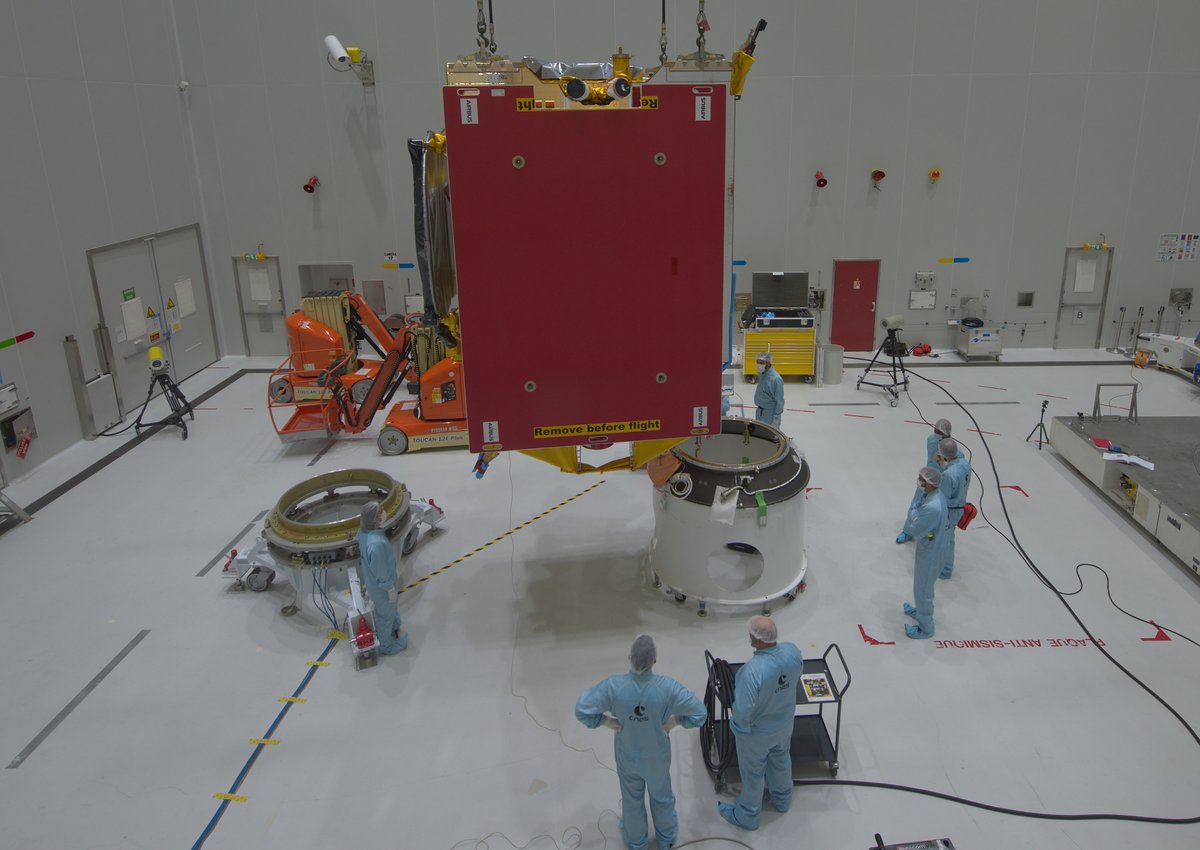 The first commercial fully flexible software-defined #telecoms satellite capable of being completely repurposed while in orbit has been placed on board <a href="/ariane5/">Ariane 5</a> #VA254 for launch on 30 July <a href="/Eutelsat_SA/">Eutelsat</a> <a href="/AirbusSpace/">Airbus Space</a> #EutelsatQuantum 👉esa.int/Applications/T…