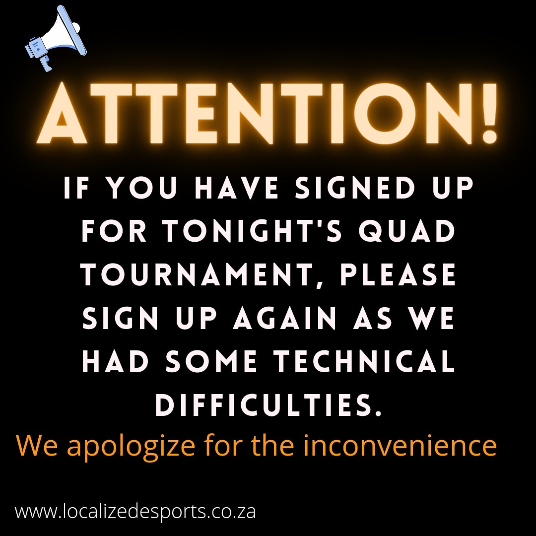 LocalizedE's tweet photo. ATTENTION ❗❗ we have experienced some technical difficultie, if you have signed up for tonight's tournament, please go sign up again. https://t.co/2Owzydu986
