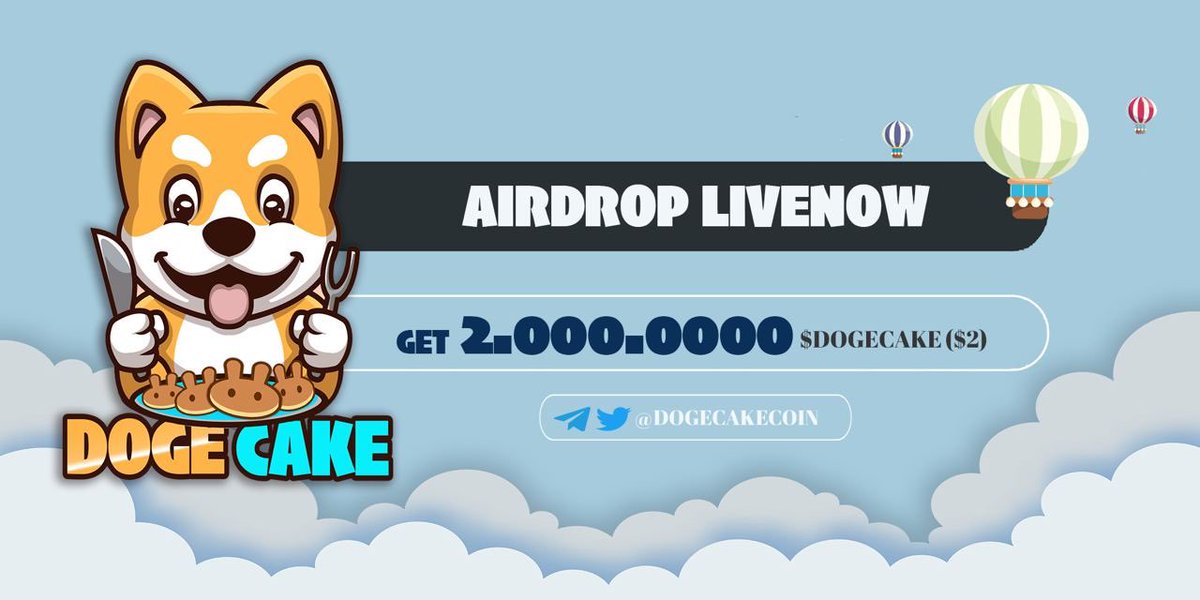 📣 Airdrop: DogeCake 🐶 🍰

🔚 End date: Aug 6th
🎁 Distribution date: Aug 14th

🔗Airdrop Link: t.me/DogeCake_Airdr…

1️⃣ Complete all tasks of the Airdrop
2️⃣ Submit your BSC wallet address

📌 Lucky spin NFT GAME in our websites.

Read more:
 
🐶 TG: t.me/DogeCakeCoinOf…