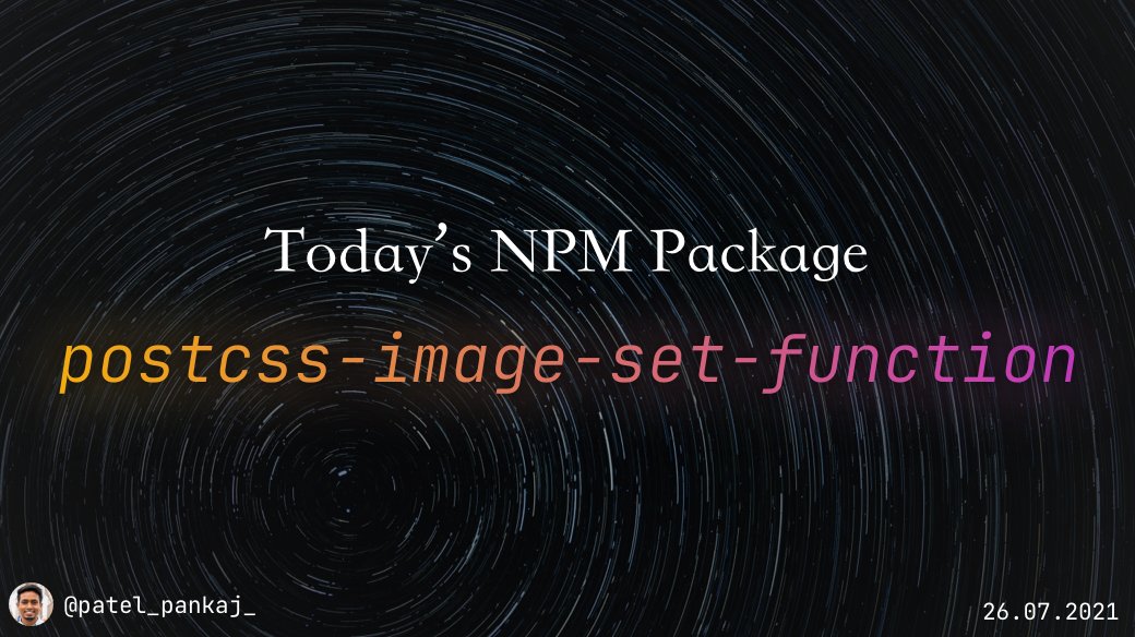 heypankaj_'s tweet image. 📦 Package of the Day

postcss-image-set-function
npmjs.com/package/postcs…

lets you display resolution-dependent images using the image-set() function in CSS, following the CSS Images specification.

#javascript #nodejs #npmPackageOfTheDay #100DaysOfCode