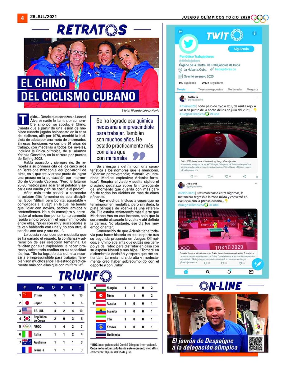 #Tokio2020 | Suplemento del periódico <a href="/50Trabajadores/">Periódico Trabajadores</a> dedicado a los #JuegosOlimpicos 
Aquí se habla de taekwondo, ciclismo, pesas, tiro deportivo, gimnasia y del ambiente que rodea las actuaciones de #Cuba 👇