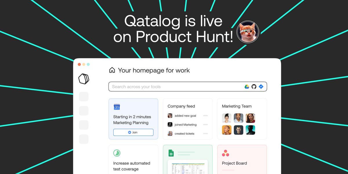 Qatalog (@qatalog) on Twitter photo We're live on <a href="/ProductHunt/">Product Hunt 😸</a> today! 🚀
With Qatalog, you can:
🔎 Instantly find resources across all your tools
👩💻 Manage cross-functional initiatives
🥅 Measure and track OKRs
🔊 Cut through the noise and resolve issues
...and more!
Learn more:
q.ink/phl We're live on <a href="/ProductHunt/">Product Hunt 😸</a> today! 🚀
With Qatalog, you can:
🔎 Instantly find resources across all your tools
👩💻 Manage cross-functional initiatives
🥅 Measure and track OKRs
🔊 Cut through the noise and resolve issues
...and more!
Learn more:
q.ink/phl