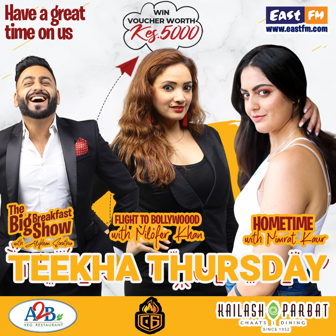Another Week, Three More Vouchers to be won. | Are you ready? #BigBreakfastShow with <a href="/AlykhanSorathia/">ALYKHAN SORATHIA</a>, #FlightToBollywood with <a href="/SimplyNilofer/">Simply Nilofer 💞</a>, #Hometime with <a href="/nimrat_c/">Juwiiceeee</a>.
A2B Sweets &amp; Restaurant Kenya | Crazy Grill | Kailash Parbat Kenya