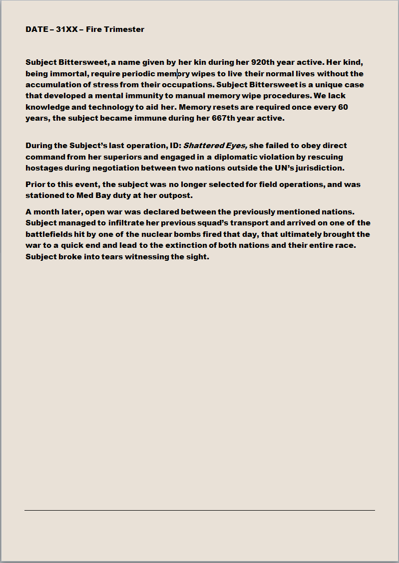 JoanBittersweet's tweet photo. "Leaked files from the UN-BUI (United Nations - Bureau of Unnatural Individuals)"

Made with help from @Saad07695644 

This is my lore! Hoping you enjoy! https://t.co/Tkl80X6PRc