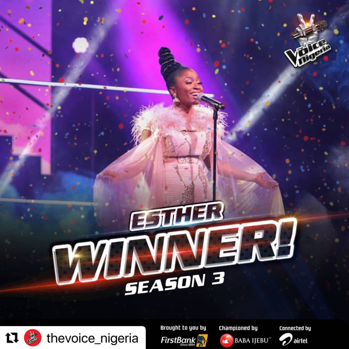 THANK YOU JESUS !! 🙌🏽
To everyone who supported , prayed , voted . God bless you my family ! JESUS WON !! 
.
My heavenly coach <a href="/dareynow/">Darey Art Alade</a> thank you for being so selfless in training and just wanting the best for everyone ! Best coach ever liveth !❤️‍🔥
#TheVoiceNigeria #teamdarey