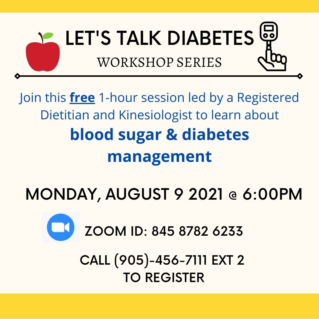 CBFHT01's tweet photo. Save the date: Monday, Aug 9th @ 6 pm!
Join us to receive up-to-date information on diabetes management and nutrition. This workshop is offered virtually via Zoom. Anyone can participate! Register today: (905)-456-7111 ext 2 #diabetes #healthylifestyle https://t.co/emUKOpoZvY
