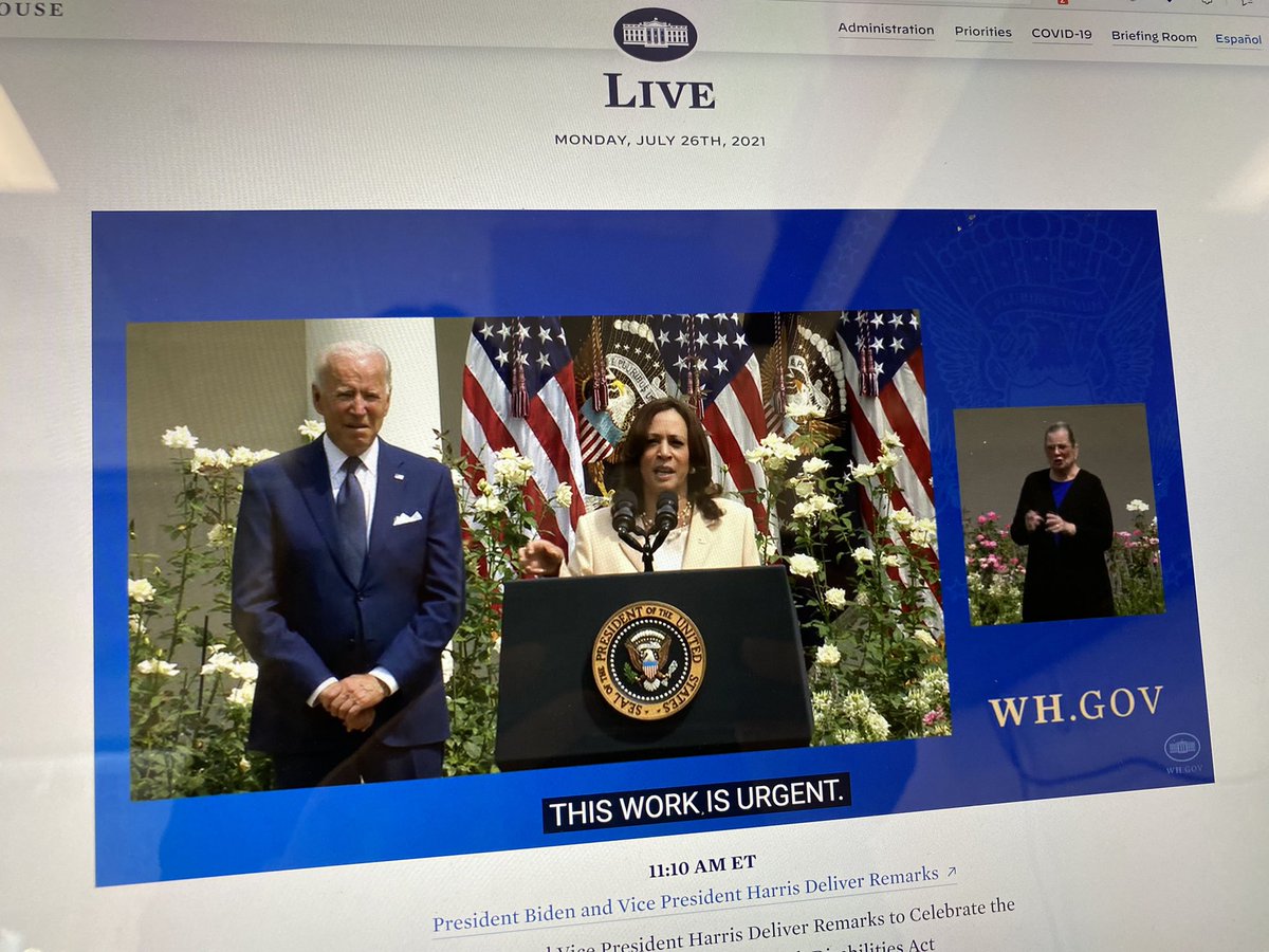 “The President and I will continue to fight with you to make America more accessible for all people. 

This work is urgent”

Vice President <a href="/KamalaHarris/">Kamala Harris</a> 
#ADA31