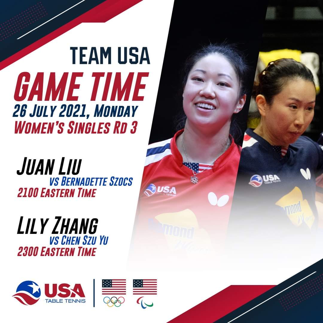 Usa Table Tennis Team Usa Table Tennis Women Singles Will Be Back In Action In The Round 3 Tonight Juan Liu Will Face Romanian Bernadette Szocs At 9pm Et Lily