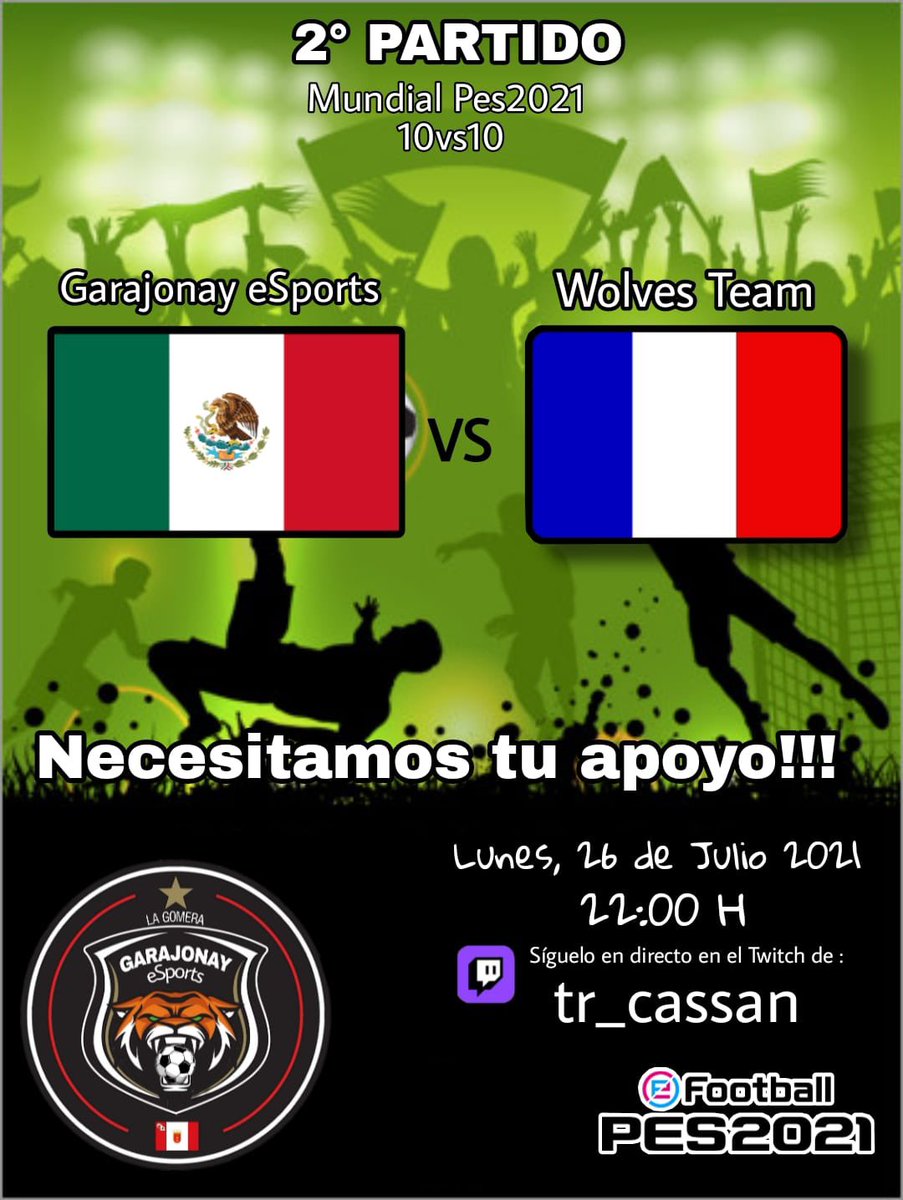 GARAJONAY_PES's tweet photo. 🚨2️⃣Jornada Del Mundial2️⃣🚨
⚽️🥊Nos toca pelear por 3 nuevos puntos contra la selección francesa🥊⚽️
🕙A las 22:00Horas🇮🇨🕙
Que donde se puede ver❓Facil😄
📺 https://t.co/MWfvbh08zY📺
⚠️💪🏻Te esperamos💪🏻⚠️
🎉Viva Mexicooo Cabrones🇲🇽🎉
🎉Viva GaraJonay Cabrones🇮🇨🎉
#Pes10vs10 https://t.co/p2t0ZcHtbD