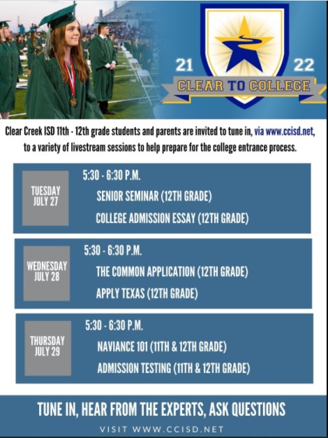 2021 Clear to College Virtual Event coming this week!  Tune in for some valuable information.