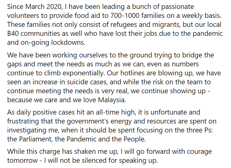 NewsBFM's tweet photo. Activist Heidy Quah will be charged on July 27 for an FB post she made more than a year ago about conditions at immigration centres.

She said it's unfortunate Putrajaya's resources are spent on investigating her when it should be focused on Parliament, the pandemic &amp; the people. https://t.co/d4egDanBPk
