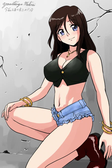 #自主的ガルパン版深夜のお絵描き60分一本勝負
ホットパンツのメグミさん! 