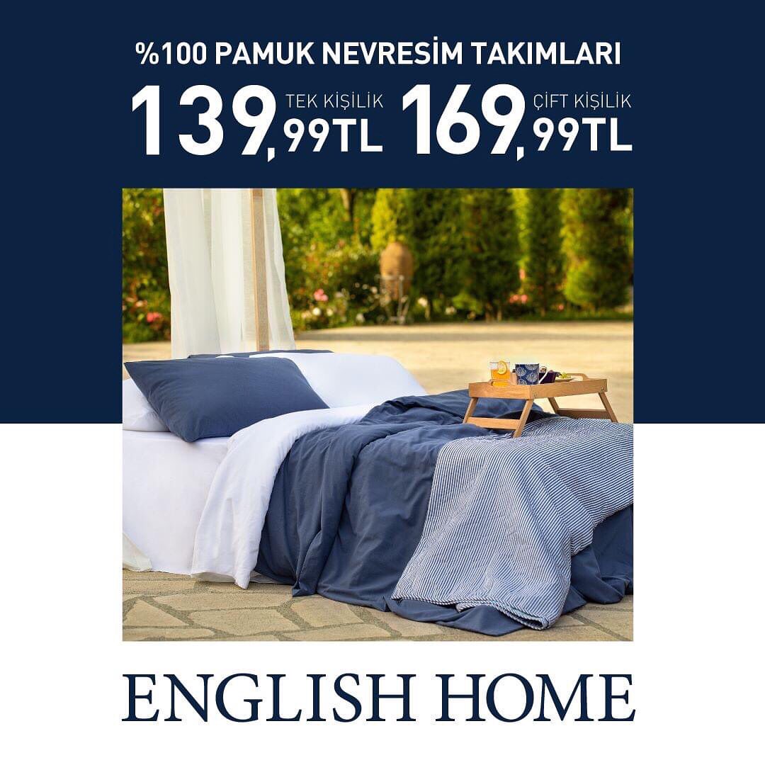 %100 Pamuk Nevresim Takımlarında Tek Kişilik 139.99 TL, Çift Kişilik 169.99 TL

#englishhome #pelicanmall