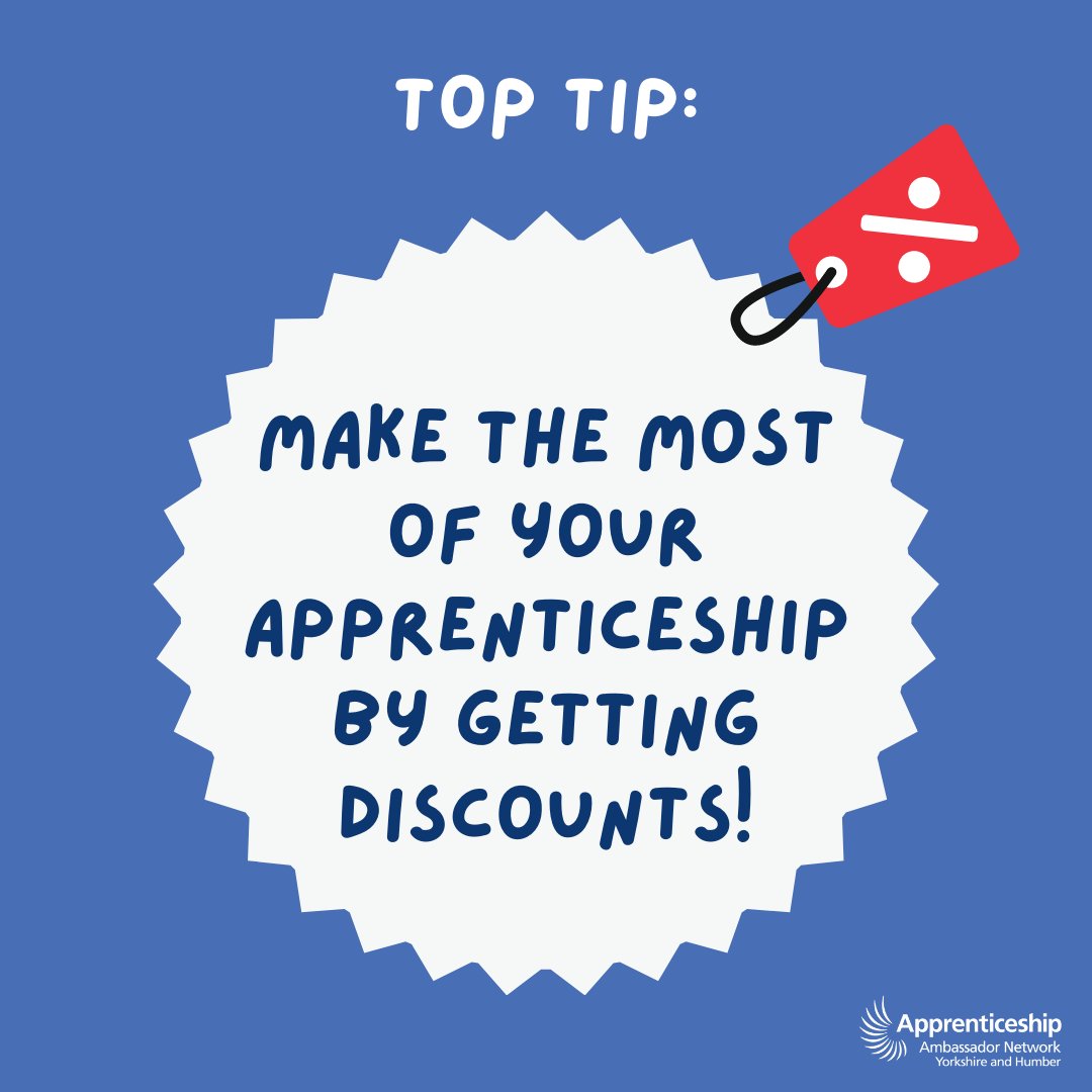 YH_YAAN's tweet photo. Discounts aren't just for uni students! 💵

You can use your apprenticeship email to sign up to Unidays for FREE and browse loads of discounts.

Or, for a small fee, you can get an NUS card that you can use in stores.

#toptip #apprenticeship #workplace #discounts https://t.co/snLCaPyvfi