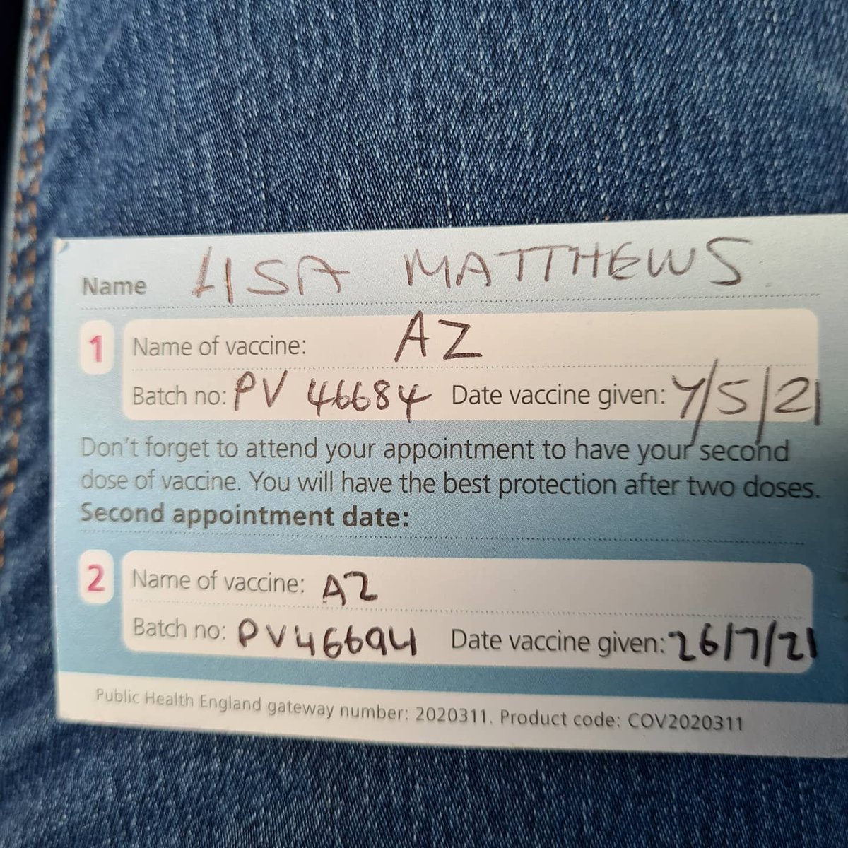 lisaplaysguitar's tweet photo. Fully vaccinated and all done and out the way https://t.co/6owF4L4y5M