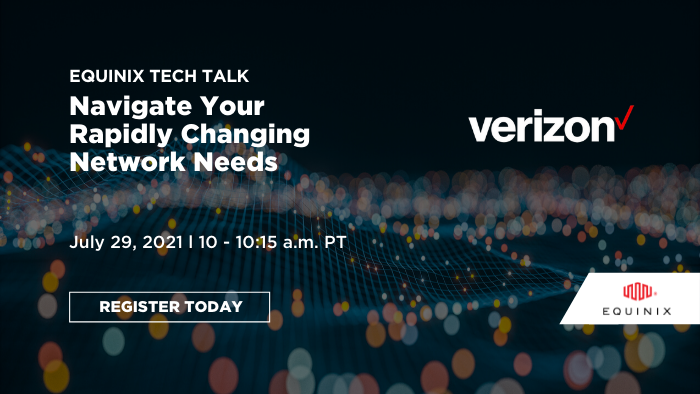 Equinix's tweet photo. See how Equinix and @Verizon help you simplify cloud and other connections through automation.  Register for the 15-min Tech Talk today!

https://t.co/OR7BthTB0X https://t.co/kt7KzFLPLC