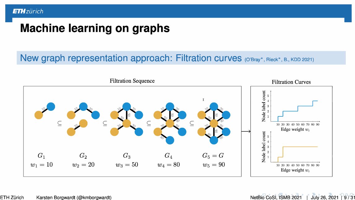 beagj's tweet image. A novel graph representation: Filtration curves, interesting for edge-weighted graphs, presented by @kmborgwardt at #NetBio COSI #ismbeccb21