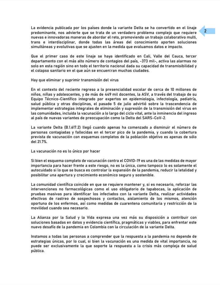 AlianzaSyV's tweet photo. Es urgente una respuesta y medidas en salud pública ante detección de #VarianteDeltaColombia. Ahora está siendo predominante en gran parte del mundo, porque las personas infectadas producen más virus que el #SARSCov2,esparciéndose con mayor velocidad https://t.co/Xpu8sKEFJW https://t.co/GusNa4ScGX