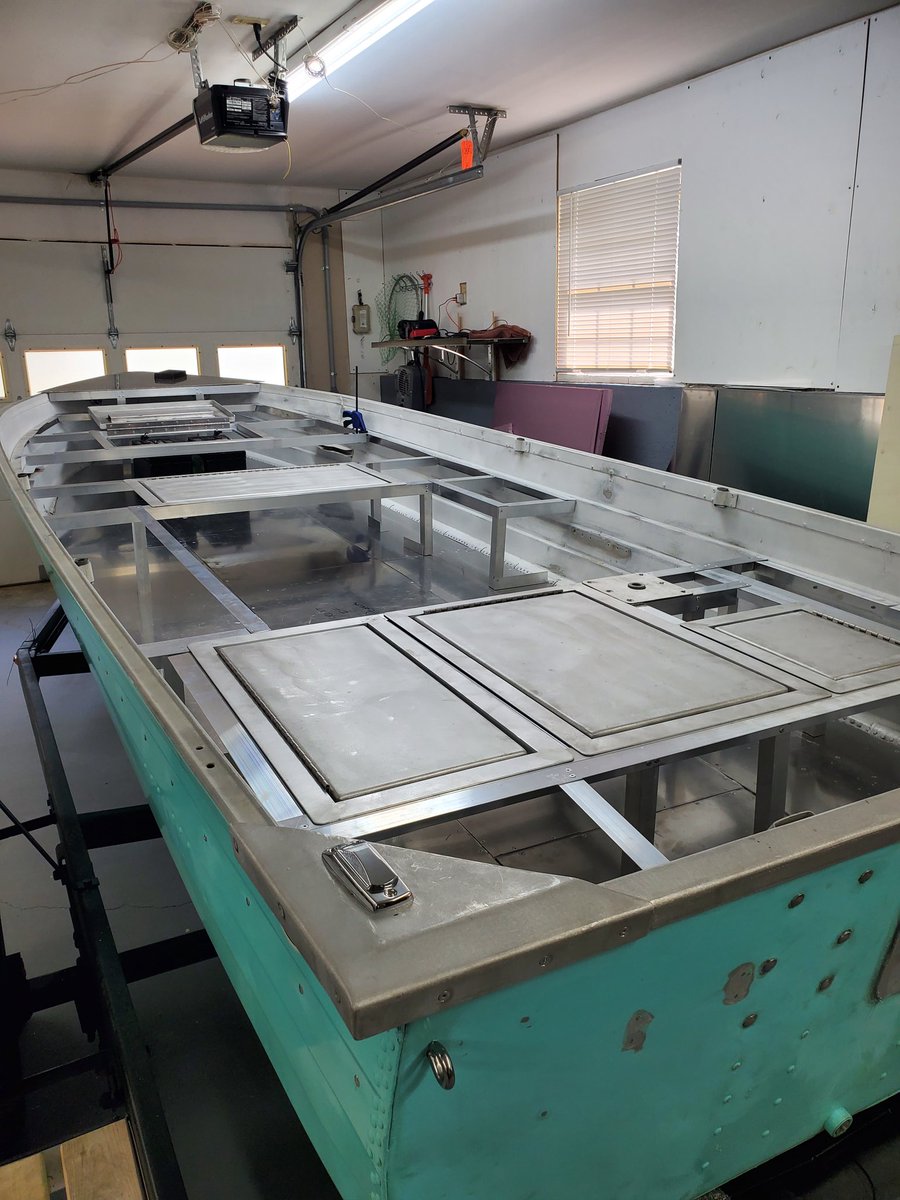 SlaunchOutdoors's tweet photo. Tiffany updated. Hatches came in. We are fitting and getting all of the supports in. She is looking more and more like the boat we had in our heads. Stay tuned here as well as our IG and YouTube channel for updates as well. #tiffany #jonboat #jonboattobassboat #tinyboat https://t.co/oi5xYIC18o