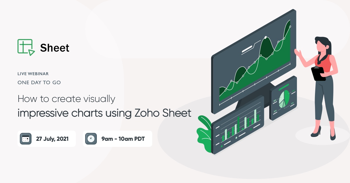 ZohoSheet's tweet image. Join our live webinar tomorrow and learn the tips and tricks to create visually impressive charts using Zoho Sheet, with a hands-on demo!

Register now: zcu.io/dpL6