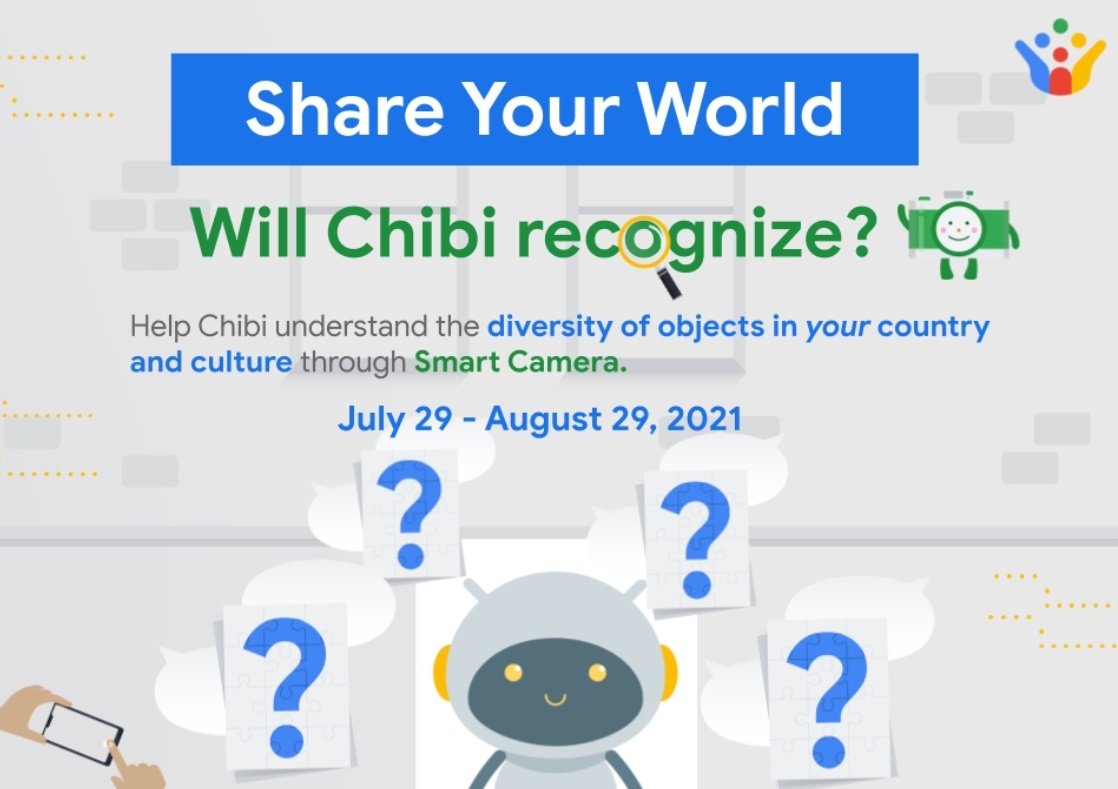 @eyebetalks @hashtagcharu @nikhilraichur91 @MajiMadhurima @_sanjayviswa @Setyasuryana @Qetuobishop 

Tell the community what will you make #Chibi recognise using smart camera ?

With your answer please nominate, 3 more people ! 

#GoogleCrowdsource #smartcamera #shareyourworld