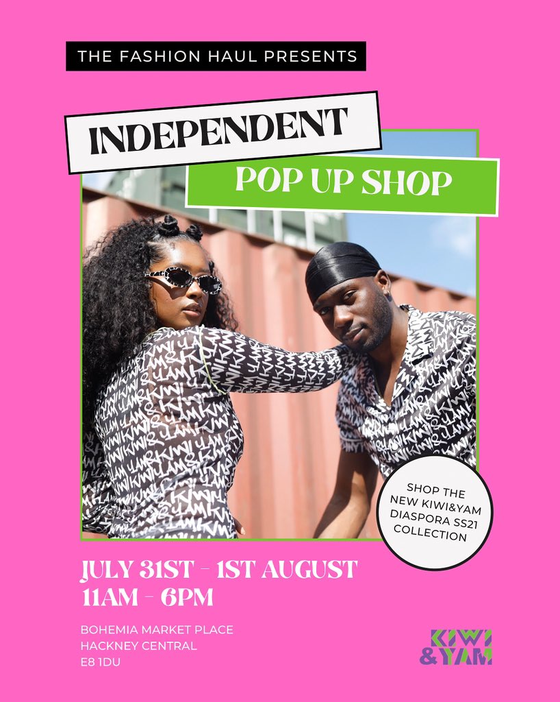 KiwiandYam's tweet photo. WE’RE HAVING A POP-UP !! 🥳

Catch us this weekend at the @bohemiaplacemarkets selling our new collection plus exclusive merch 🙌🏾

#london https://t.co/El4mYzQRSx