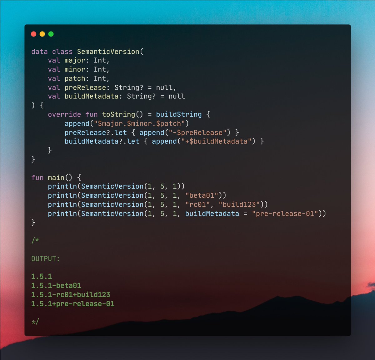 imShreyasPatil's tweet image. #KotlinTip💡

- buildString{} is an inline function in #Kotlin that provides StringBuilder as a lambda receiver scope (this) and let us build String based on conditions at runtime!🏃
- Finally, it returns a String🚀
- See this example 👇

#androiddev #idiomatic #simple #coding