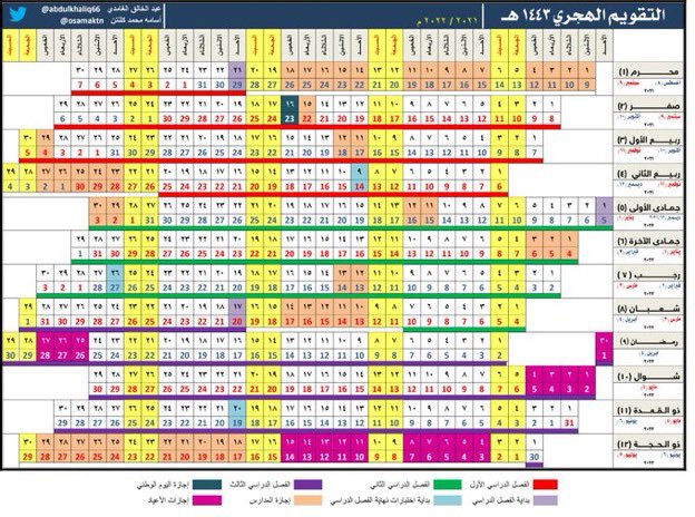 المستشار A Twitter التقويم الهجري لعام ١٤٤٣