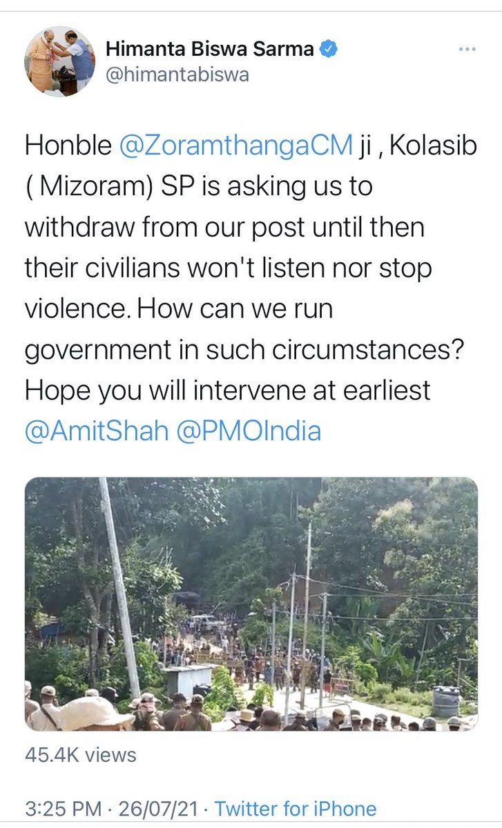 manaman_chhina's tweet photo. LoC and LAC are passé.
Introducing Line of No Control between Assam and Mizoram. https://t.co/R2QcLDCJUI