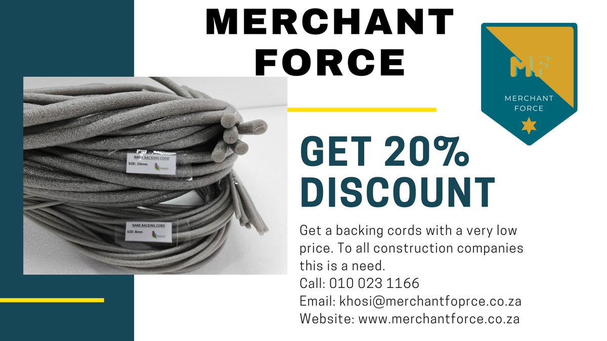 MerchantForce's tweet photo. Monday deals🥰👐
Merchant Force is offering 20% discount to backing cords, Get your backing cords NOW!
.
.
#publicinfrastructure #communitydevelopment  #construction #healthcareinfastructure #homeofsale #merchantforce #backingcord https://t.co/RV6PDZur9D