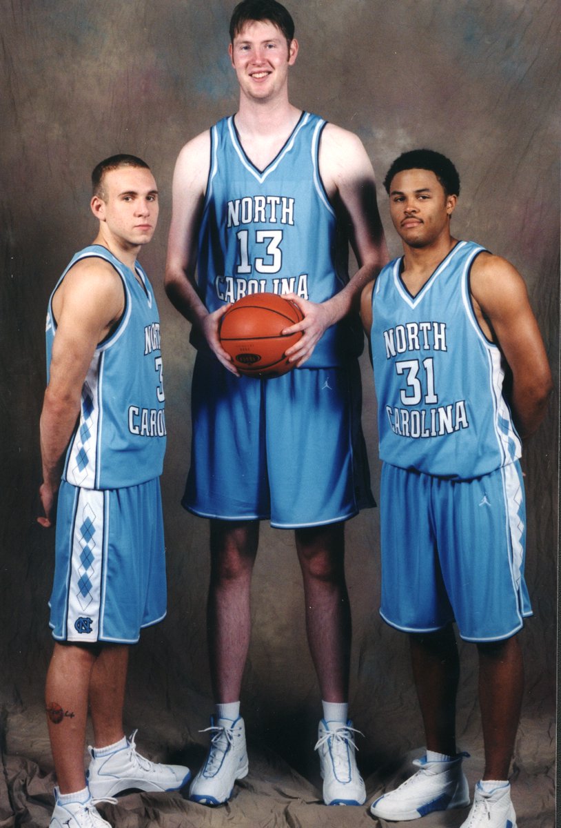HazyPinePics's tweet photo. Anyone know who the players are stood either side of Neil Fingleton? 🏀 @UNC_Basketball @InsideCarolina #BigSmoothFilm #NeilFingleton https://t.co/b5GJcD66gw