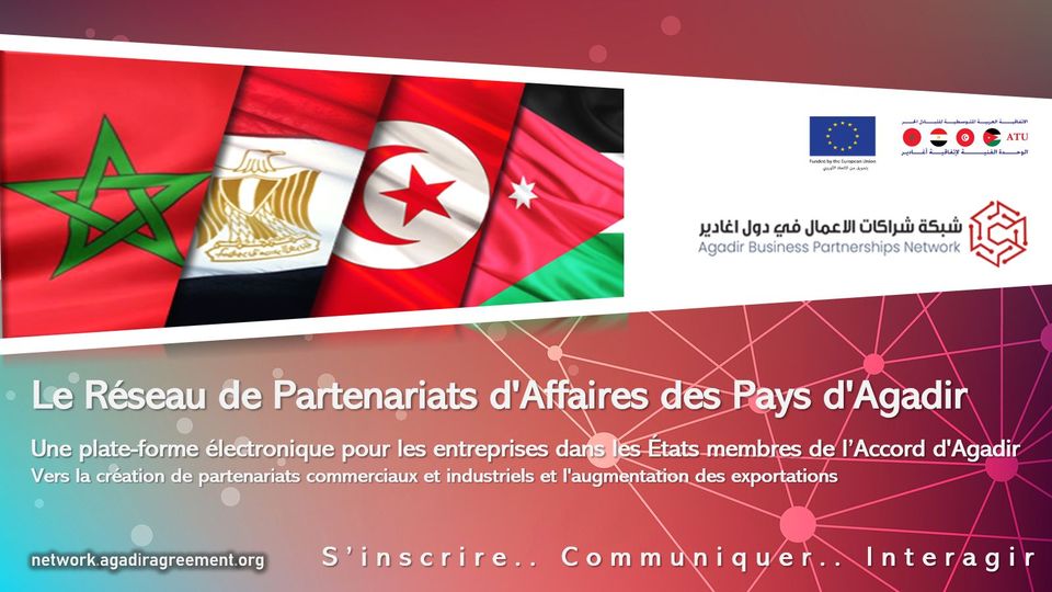 AgadirUnit's tweet photo. Le Réseau de Partenariats d'Affaires des Pays d'Agadir…..Une plate-forme électronique pour les entreprises dans les États membres de l’Accord d'Agadir
https://t.co/mvw0VJFpcV https://t.co/dRTpr3NvLM