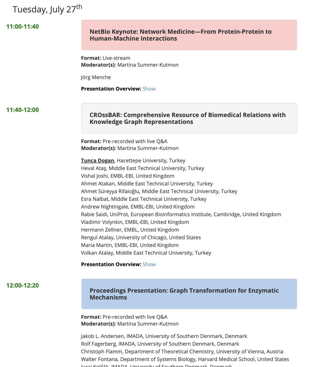 tuncadogan's tweet image. ISMB/ECCB 2021 conf. has started with great talks!

We&apos;ll be presenting our method/tool for on-the-fly heterogeneous biomedical data integration/representation w/ knowledge graphs (CROssBAR) 

on Tuesday July 27 at 11:40 UTC (13:40 CEST, 14:40 TurkeyTime) #NetBio COSI #ismbeccb21