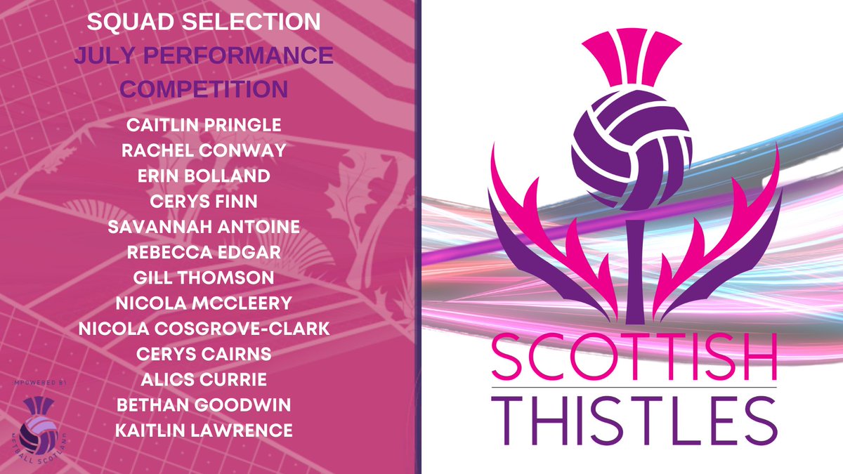 NetballScotland's tweet image. 📢SQUAD ANNOUCEMENT📢
After an intense weekend of camps, Thistles Head Coach @tamsingreenway has selected her squad to travel to Sheffield and compete against England and Wales!

Let&apos;s show some love #ThistlesArmy

#returntonetball #roadtocommonwealthgames 
#powerofscotland