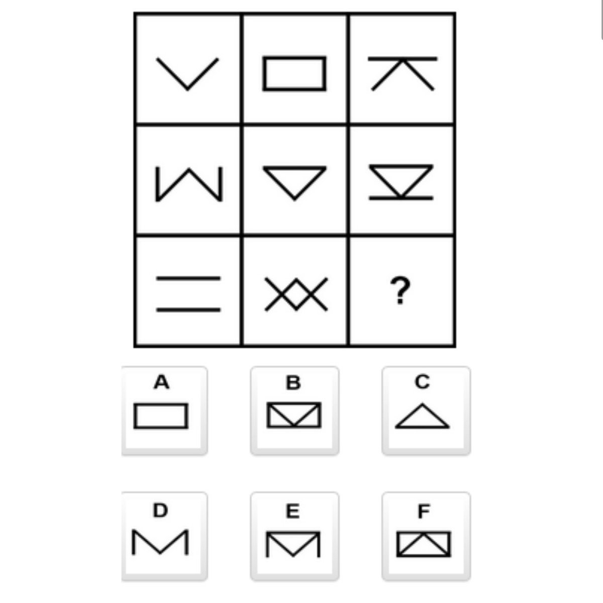 30秒以内に解いてみて下さい。

直感力＋規則探り＋組み立て能力 が必要になります。

※ヒントはありません。

問題を解けた方はリツイートorお気に入り

分からない方も時間をかけてトライしてみましょう！

#メンサ
#mensa
#mensasociety