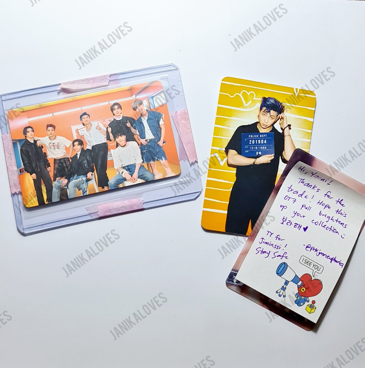 Janikaloves's tweet photo. Traded in day! Thank you so much for the very quick transaction @prkjmneuphoria 💛 I was surprised with the freebies you gave me! Joonie is also home, as well I love the OT7 pc trade  😭🥰💯 #reviewyan https://t.co/Ibd85XvZMV